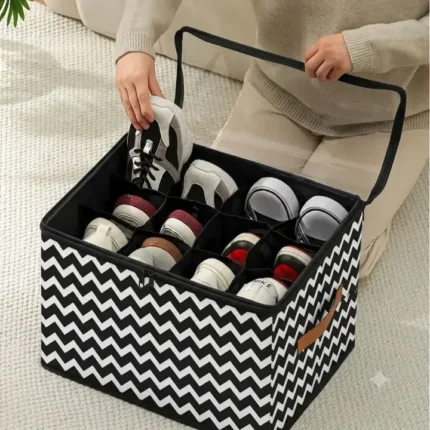12 Portion Shoe Organizer with Transparent Zipper Cover